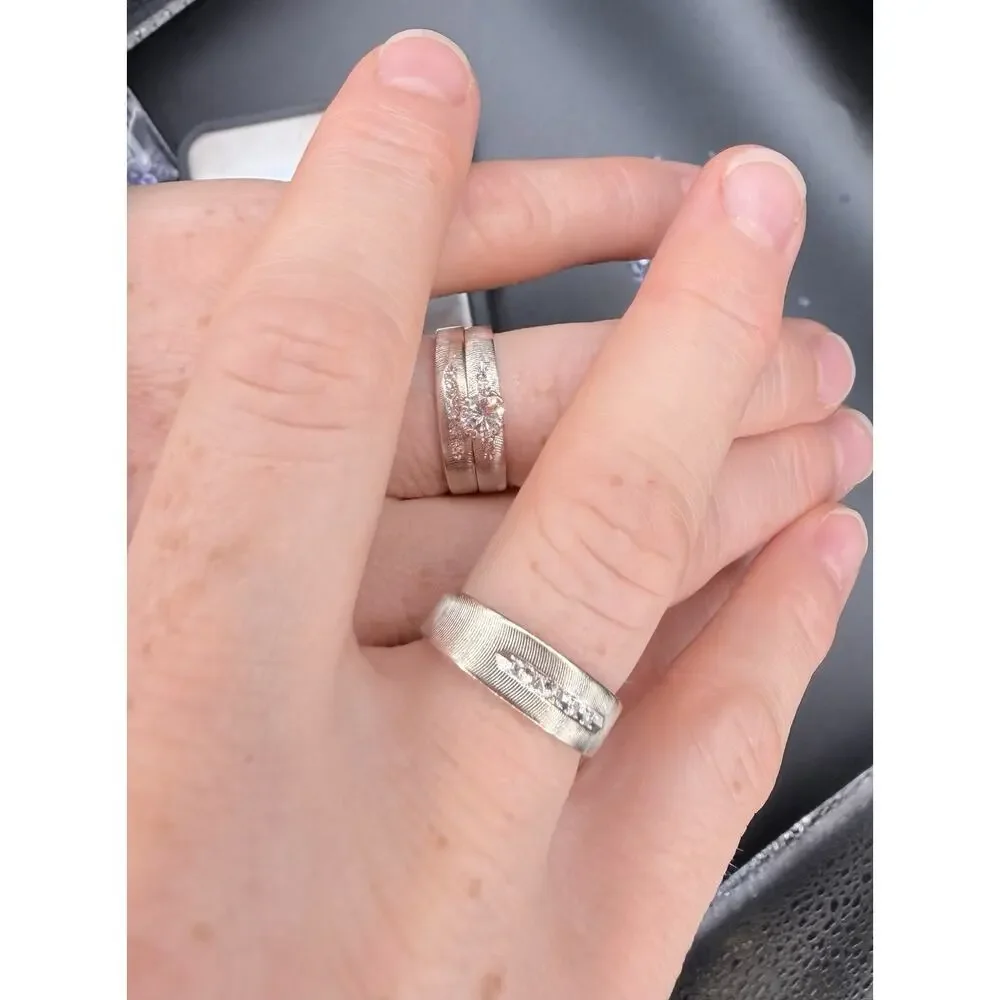 VTG Frederick Goldman 14K White Gold Wedding Set 9.17g Natural Diamond